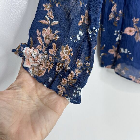 SUNDANCE Botanical Blouse Top Womens Sz L Silk Floral Crochet Lined - Picture 3 of 6